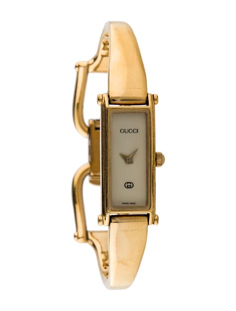 gucci gold horsebit bangle watch|gucci gold watch women's.